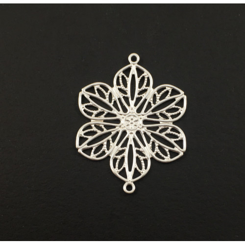 Filigree flower connector silver
